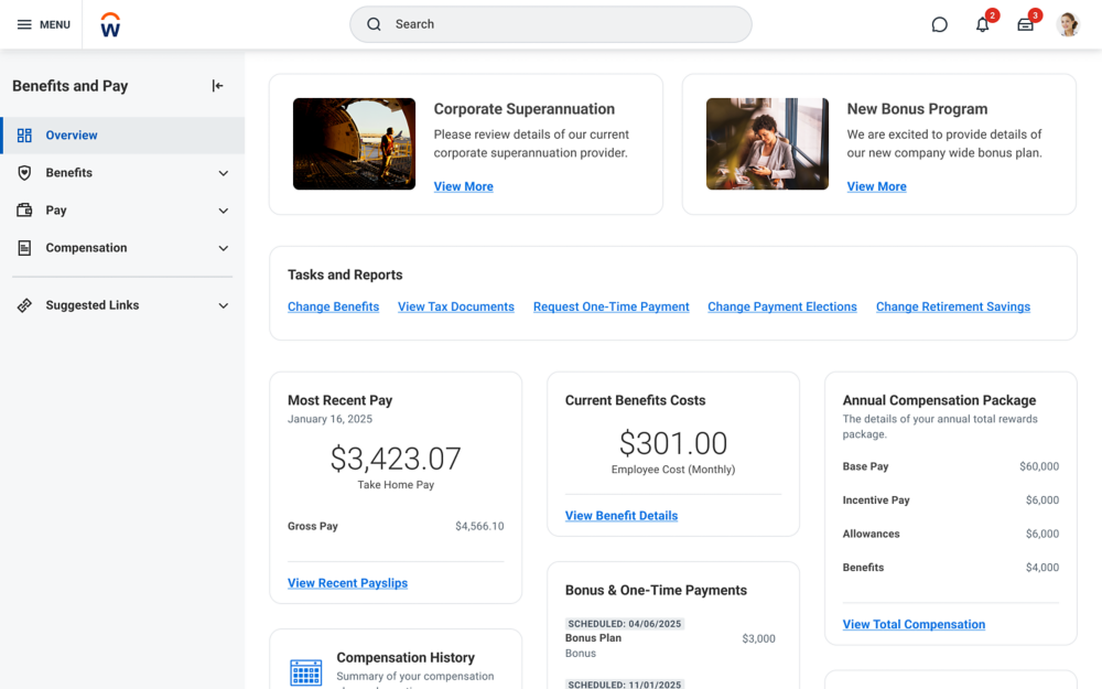 screenshot of Workday Benefits